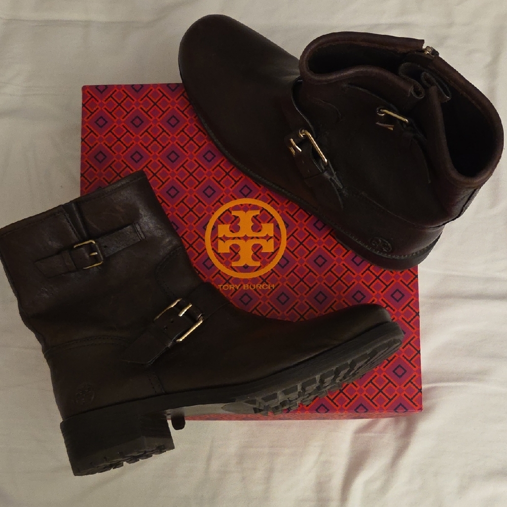 Tory Burch Women's Dark Brown Leather Ankle Boots